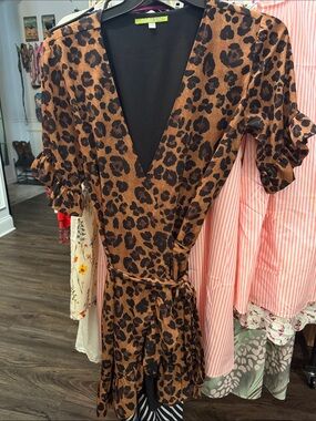 Gianni Bini Brown and Black Leopard Wrap Dress